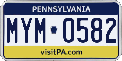 PA license plate MYM0582
