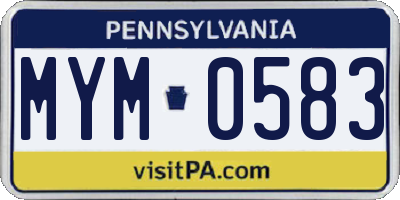 PA license plate MYM0583