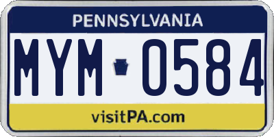 PA license plate MYM0584