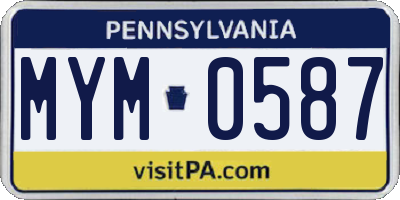 PA license plate MYM0587