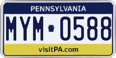 PA license plate MYM0588