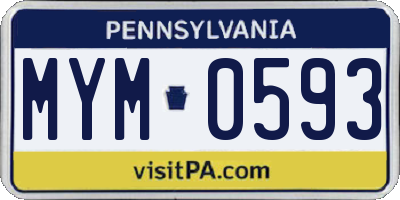 PA license plate MYM0593