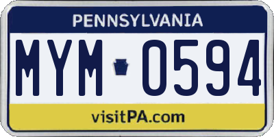 PA license plate MYM0594