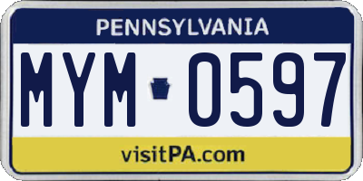 PA license plate MYM0597