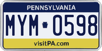 PA license plate MYM0598