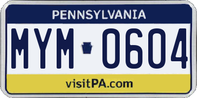 PA license plate MYM0604