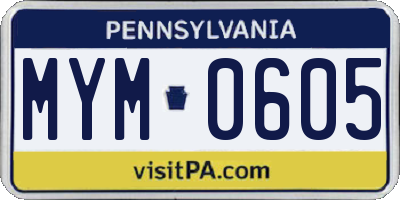 PA license plate MYM0605