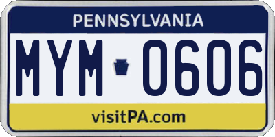 PA license plate MYM0606
