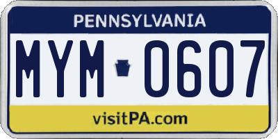 PA license plate MYM0607