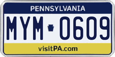 PA license plate MYM0609