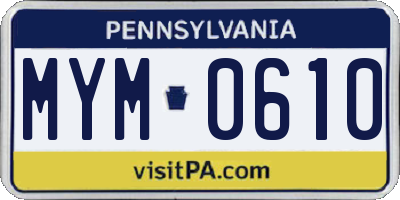 PA license plate MYM0610