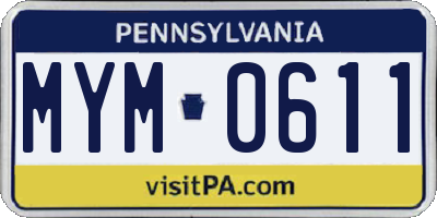 PA license plate MYM0611