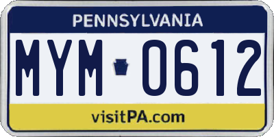 PA license plate MYM0612