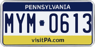 PA license plate MYM0613