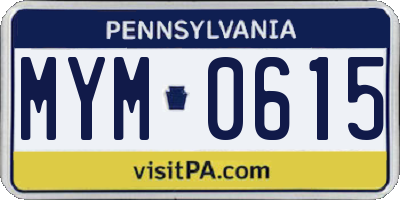 PA license plate MYM0615
