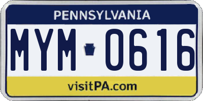 PA license plate MYM0616