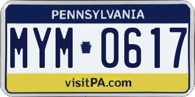 PA license plate MYM0617