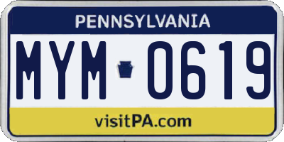 PA license plate MYM0619