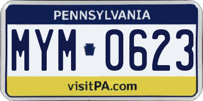 PA license plate MYM0623