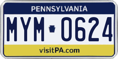 PA license plate MYM0624