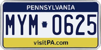 PA license plate MYM0625