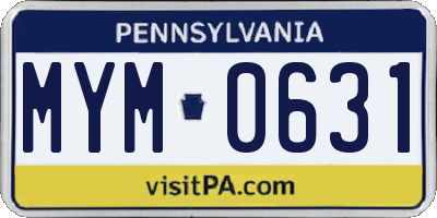 PA license plate MYM0631