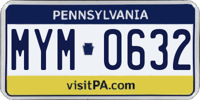 PA license plate MYM0632