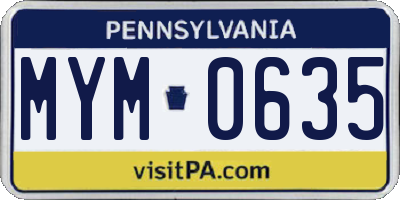 PA license plate MYM0635
