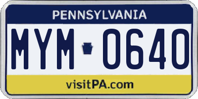 PA license plate MYM0640