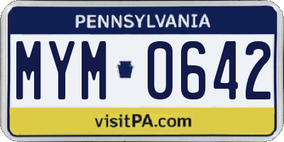 PA license plate MYM0642