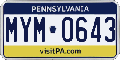 PA license plate MYM0643