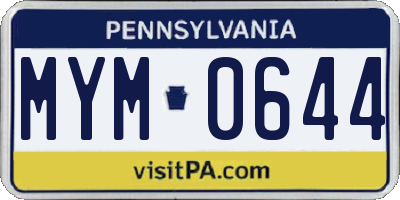 PA license plate MYM0644
