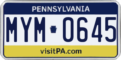 PA license plate MYM0645