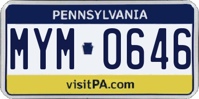 PA license plate MYM0646