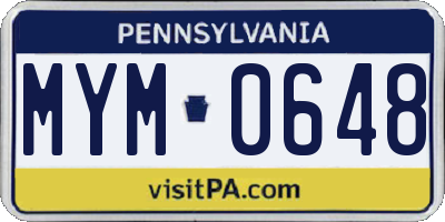 PA license plate MYM0648