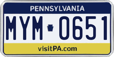 PA license plate MYM0651