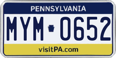 PA license plate MYM0652