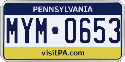 PA license plate MYM0653