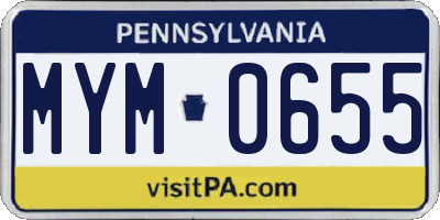 PA license plate MYM0655