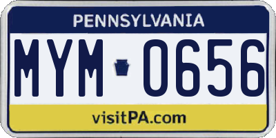 PA license plate MYM0656
