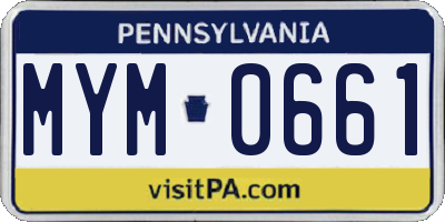 PA license plate MYM0661
