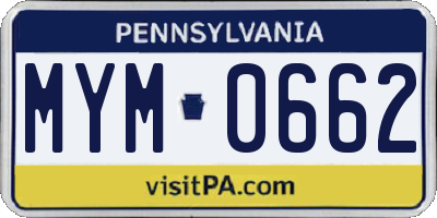 PA license plate MYM0662