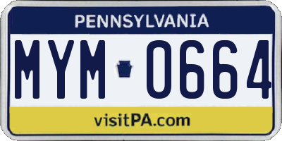 PA license plate MYM0664