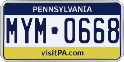 PA license plate MYM0668