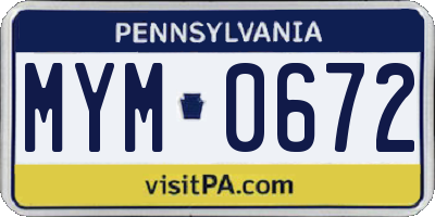 PA license plate MYM0672