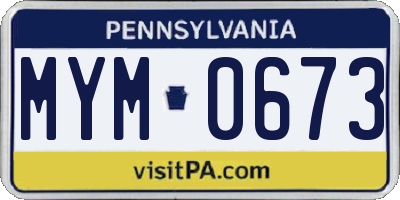PA license plate MYM0673
