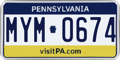PA license plate MYM0674