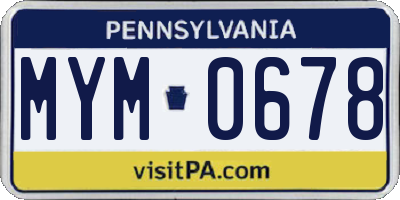 PA license plate MYM0678