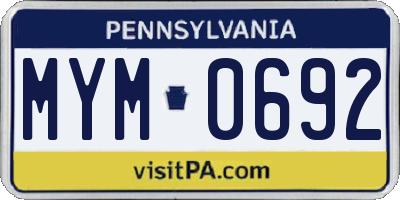 PA license plate MYM0692