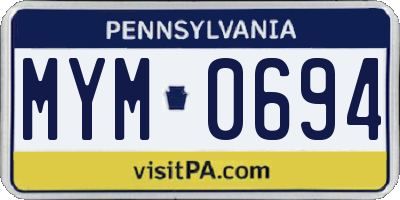 PA license plate MYM0694